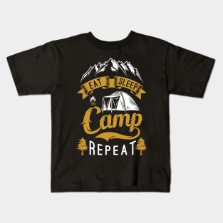 Eat Sleep Camp Repeat Outdoors Kids T-Shirt